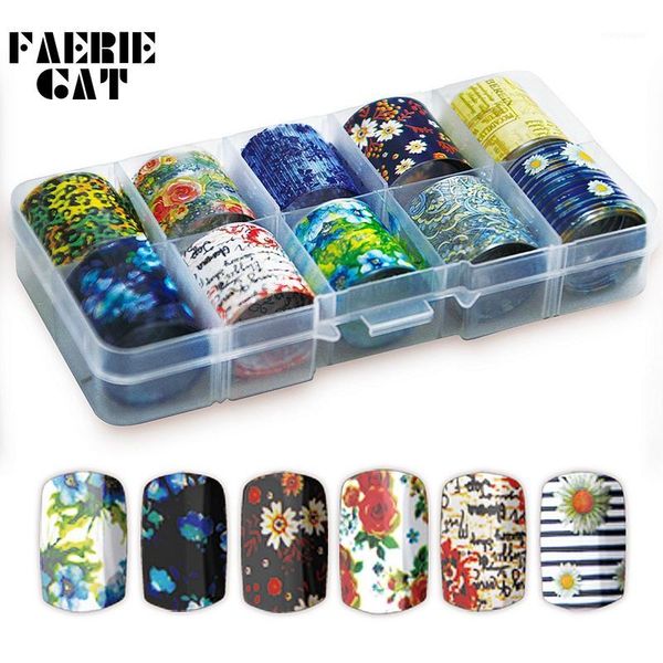 

rolls/box nail transfer foils charm flowers/europe letter stickers starry paper daisy leopard decal art decorations1, Black