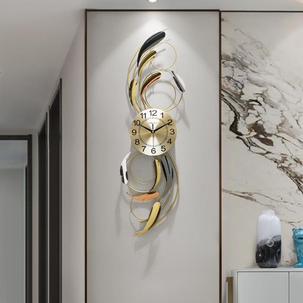 

chinese luxury fish group wrought iron wall clock home livingroom sticker decoration el hall mural crafts clocks