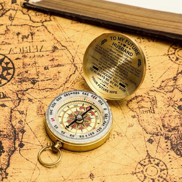 

to my future husband customized engrave compass outdoor multi-function with luminous pocket watch type pure flip gadgets