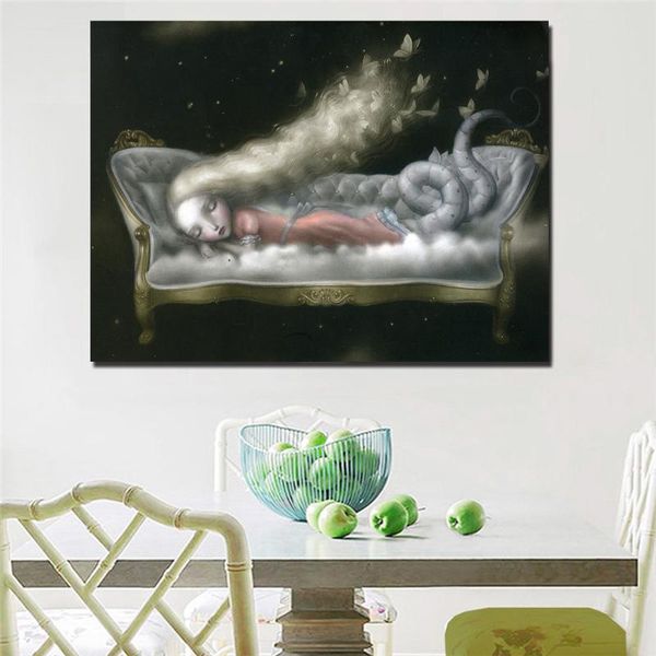 

paintings beautiful nightmare nicoletta ceccoli poster oil painting on canvas wall art modern pictures bedroom for living room home decor