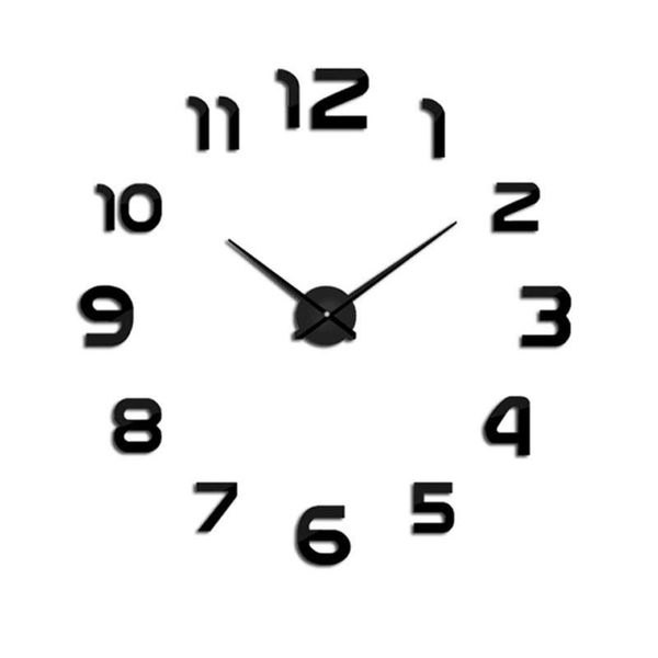 

modern large wall clock diy 3d quartz decorative watch for living room kitchen bedroom office frameless home decoration clocks