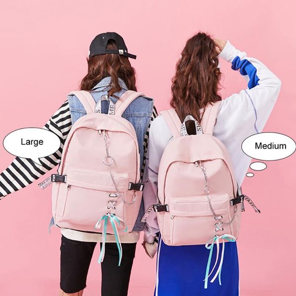 

backpack waterproof nylon women large capacity high schoolbags female girl shoulder bags charge travel backbag mochila