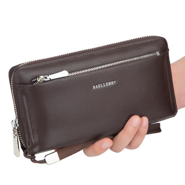 

wallets baellerry 2021 fashion man wallet brand men's long wristlet clutch pu leather card purse for male big zipper phone bag, Red;black
