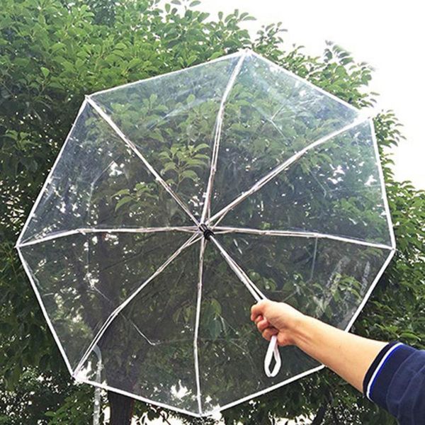 

umbrellas sun-proof waterproof umbrella transparent automatic fully tri-fold upgraded mini