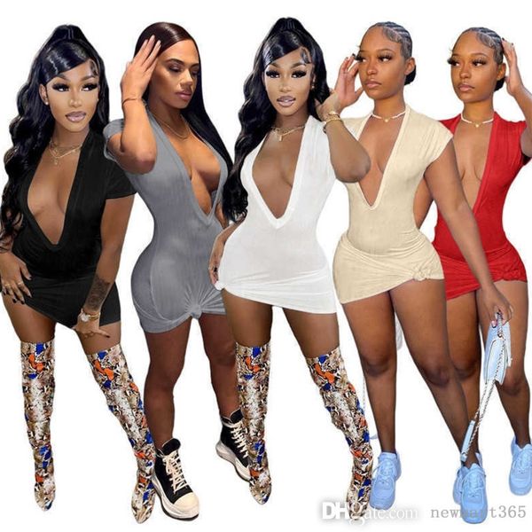 

rib knitted dresses for womens deep v-neck designer summer nightclub split skirts solid package hip dress, Black;gray