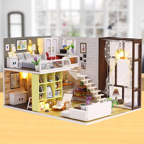 

miniature doll house super mini size model building kits wooden furniture kits toys diy dollhouse girl bedroom