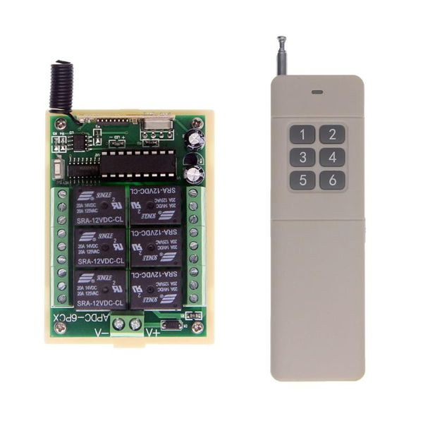 

smart home control 3000m long distance dc 12v 24v 6 ch 6ch rf wireless remote switch system,transmitter + receiver,315 / 433 mhz