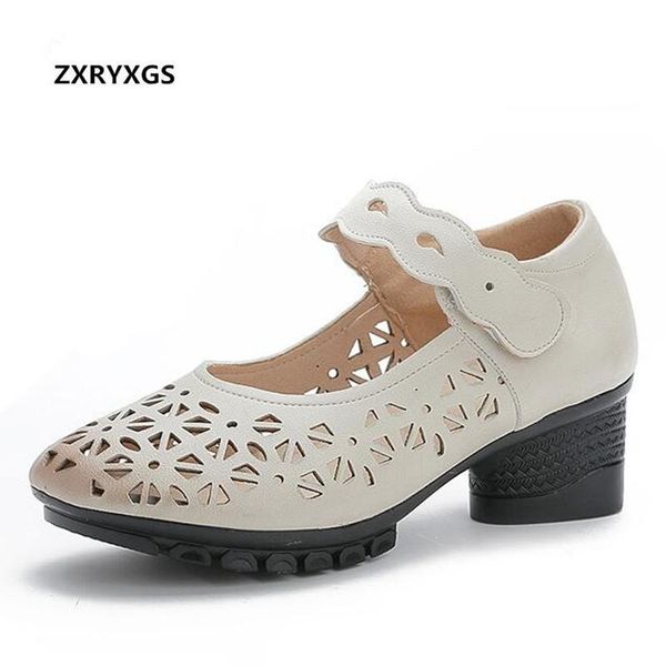 

dress shoes 2021 summer women elegant thick heel hollow shallow hole casual fashion sandals round head, Black