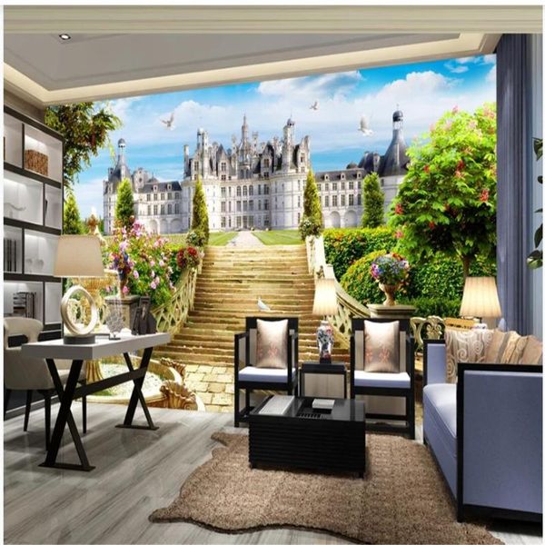 

wallpapers 3d customized wallpaper three-dimensional european garden castle landscape background wall