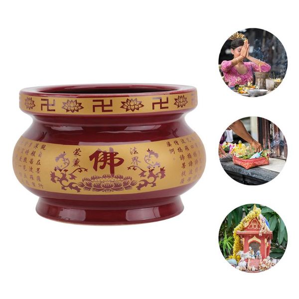 

1pc ceramic incense burner creative holder home censer decor red fragrance lamps
