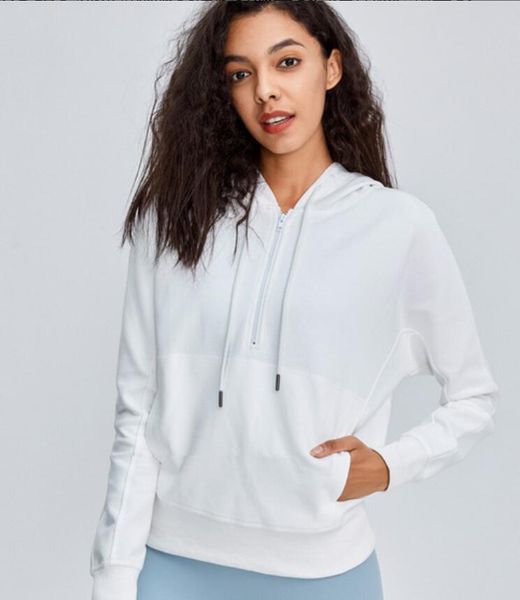 

sportswear women's running training yoga hoodies long sleeve fitness coat suit half zipper casual workout gym hooded sweater7s3t, Black