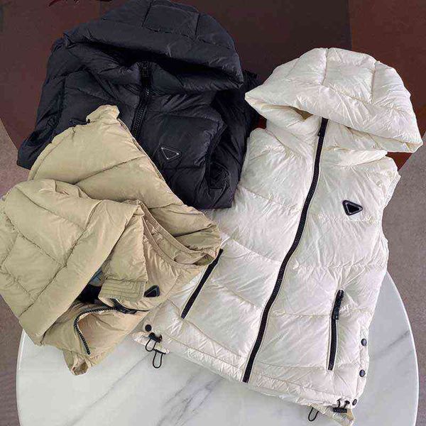 

women's vests jackets fashion short hooded vest long style slim zipper outwear windbreaker pocket outsize lady warm coats s, Black;white