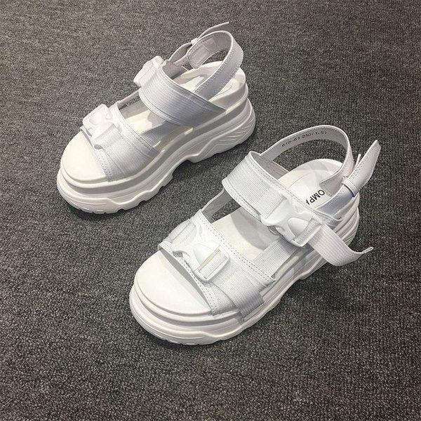 

35-42 thick soled women's shoes retro sandals buckle waterproof zapatillas mujer platform muffin women summer, Black