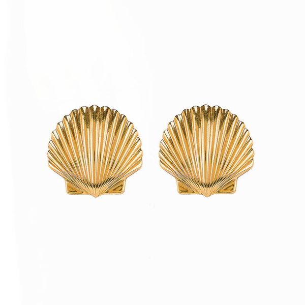 

clip-on & screw back fan-shaped shell earrings with ear holes, Silver