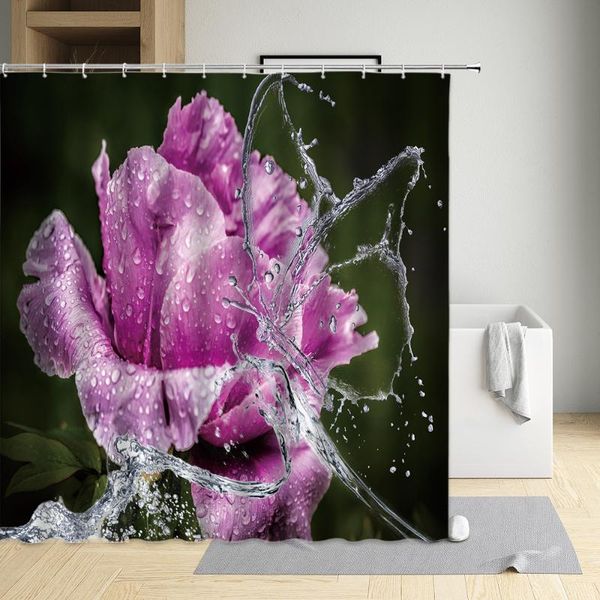 

shower curtains flower curtain peony orchid sunflower rose bathroom decoration waterproof polyester washable fabric sets