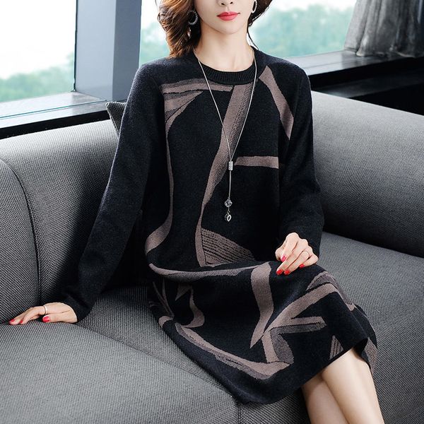 

tees elegant autumn winter nightgown of the ladies casual pullover women's clothes big midi embroidered dress f2591 4vww, White