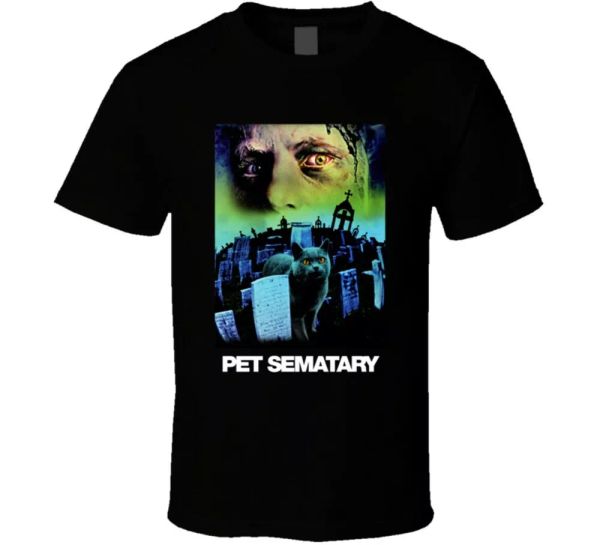 

pet sematary stephen king 80s horror original movie fan t shirt, White;black