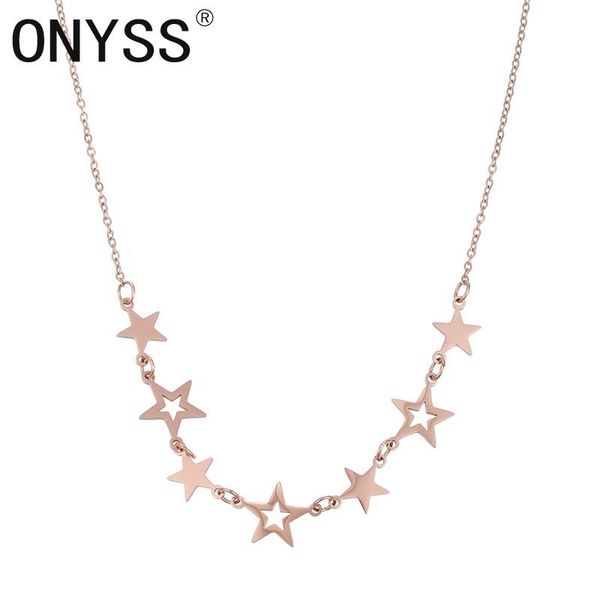 

pendant necklaces fashion jewelry star hollow out simple design rose gold necklace for women, Silver