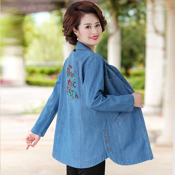 

women's jackets spring jeans jacket women long denim coat embroidery casual slim windbreaker ladies single breasted coats, Black;brown