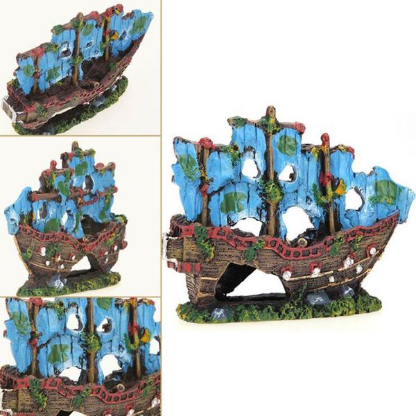

aquarium fish tank ornament sunk ship sailing boat destroyer cave decor accessories decorations