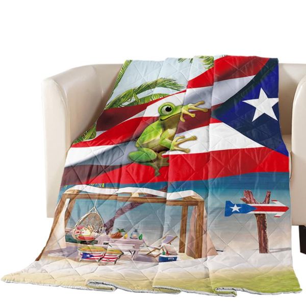 

comforters & sets palm tree puerto rico flag frog beach summer quilt polyester air-conditioning comforter soft blanket bedspread bed cover