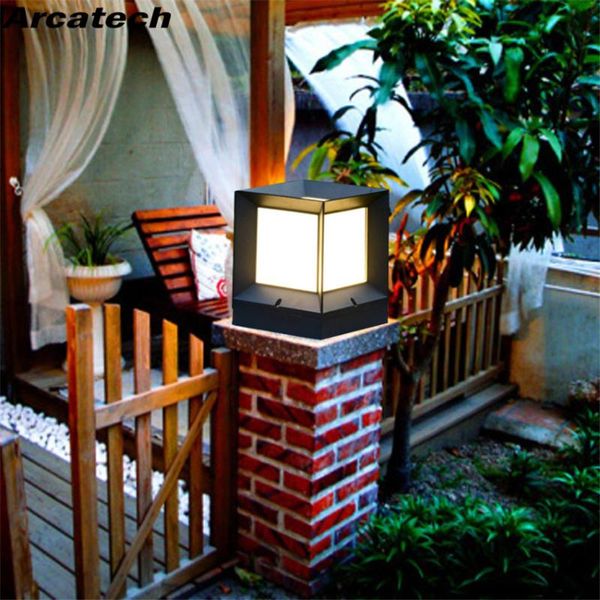 

waterproof led garden lawn lamp headlight fence aluminum pillar light outdoor villa bollards nr-63 lamps