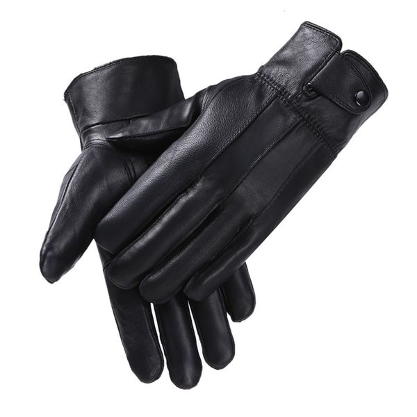 

sheepskin gloves for men and women in autumn winter plush thickened cold proof warm keeping leather riding driving, Blue;gray