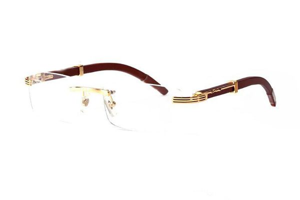 

Designer Fashion Sunglasses Frames Trend Rimless gold metal Frame Wood Bamboo buffalo horn glasses Women Mens Sports Red High Quality Eyeglasses Lunettes