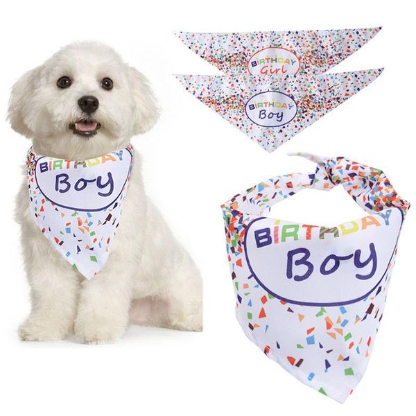 

dog apparel pet bandana confetti letter print bib for cats birthday dress up clothing accessories boy girl
