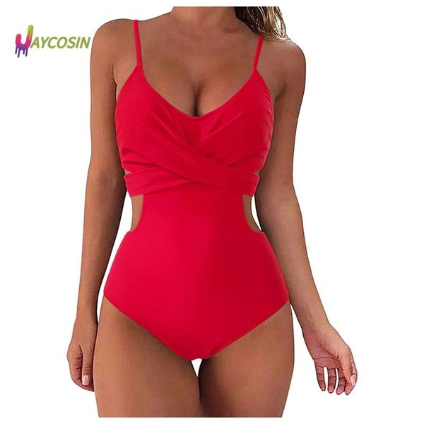 

one-piece suits women bandeau wrap cut out swimsuit one piece bathing suit bodysuit swimwear high waist monokini summer beachwear