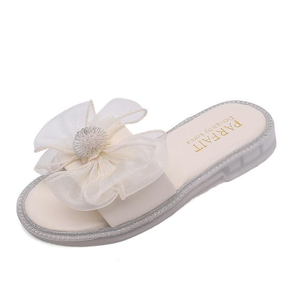 

slipper girls slippers 2021 summer children' bow princess little girl soft bottom non-slip outer wear casual sandals and, Black;grey