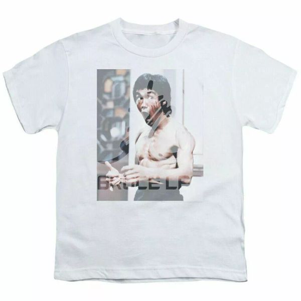 

bruce lee revving up kids youth t shirt licensed martial arts tee white, White;black