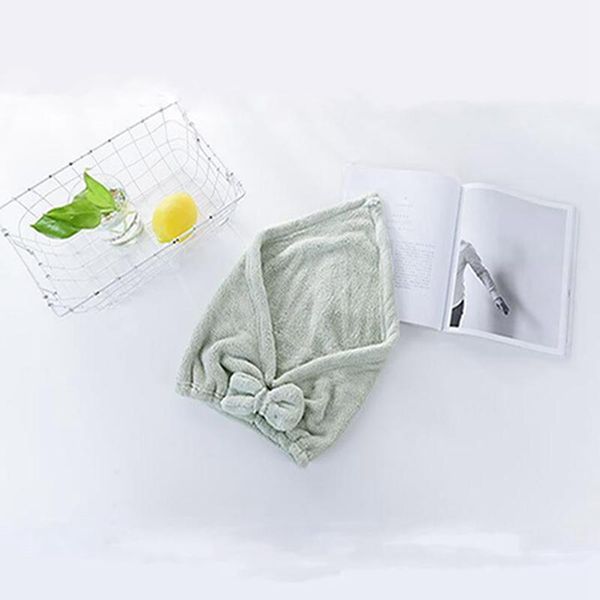 

shower caps water-absorbent cute coral fleece hair cap microfiber bow child children bathroom household supplies