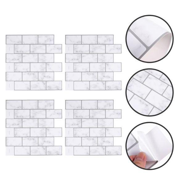 

wall stickers 4pcs marble pattern floor tile 3d effect peel and stick backsplash