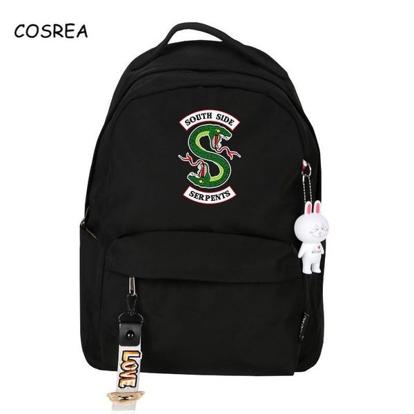 

backpack cool men's women casual lapbags kpop south side serpents riverdale snake school black travel bag for teen