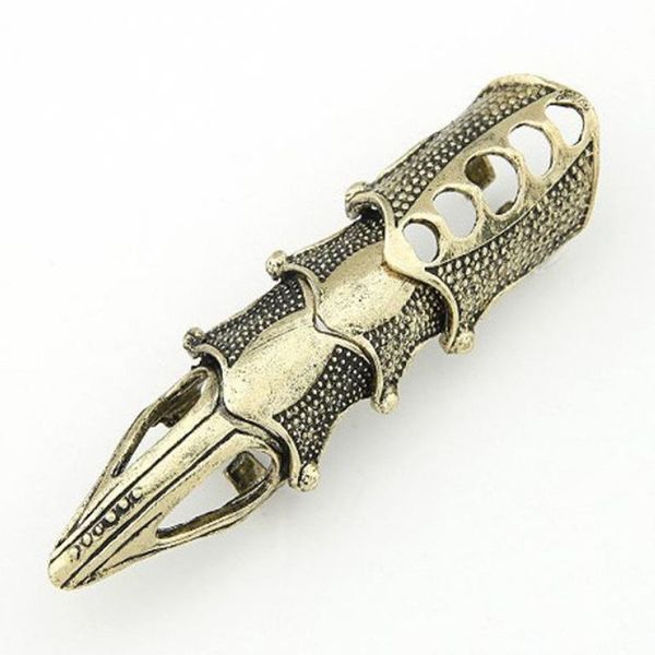 

cluster rings fashion retro vintage rock punk skull devil armor joint knuckle full finger ring, Golden;silver
