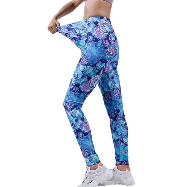 

women's leggings ysdnchi polyester leggins stretchy streetwear high waist fitness petal printing breathable soft women pants casual, Black