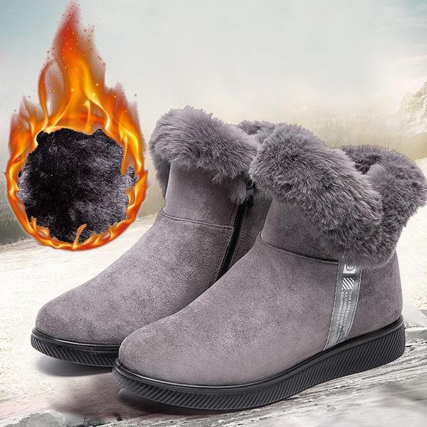 

boots winter plush warm platform womens fashion non-slip snow boot flat comfortable casual walking shoe women shoes, Black