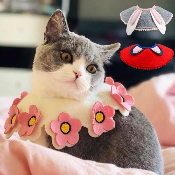 

sweet cat bib collar animals flower dog bandanas saliva towel goorming supplies for cats gotas chat accessoires pour chats apparel