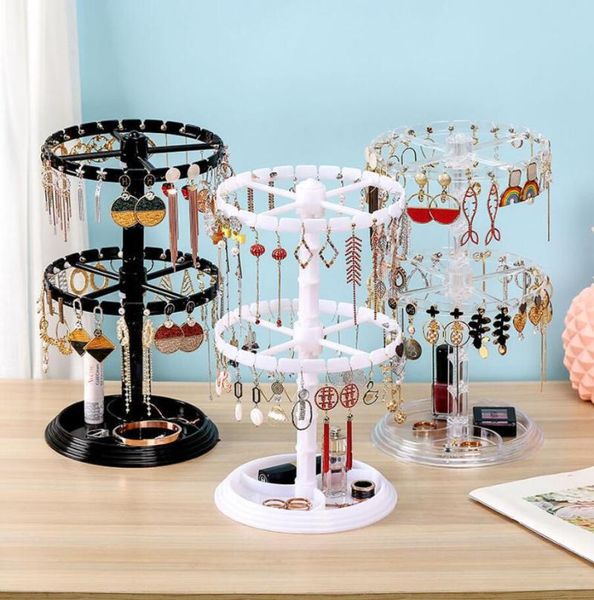 

jewelry pouches, bags rotating organizer plastic display stand rack clear dish holder for earrings necklace bracelet pendant, Pink;blue