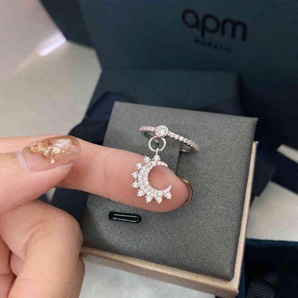 

band rings finger a silver white moon pendant for women's fashion in japan and south korea geometric index