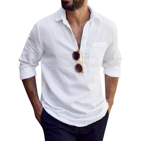 

men's casual shirts men summer autumn breathable shirt solid color long sleeve streetwear white, White;black