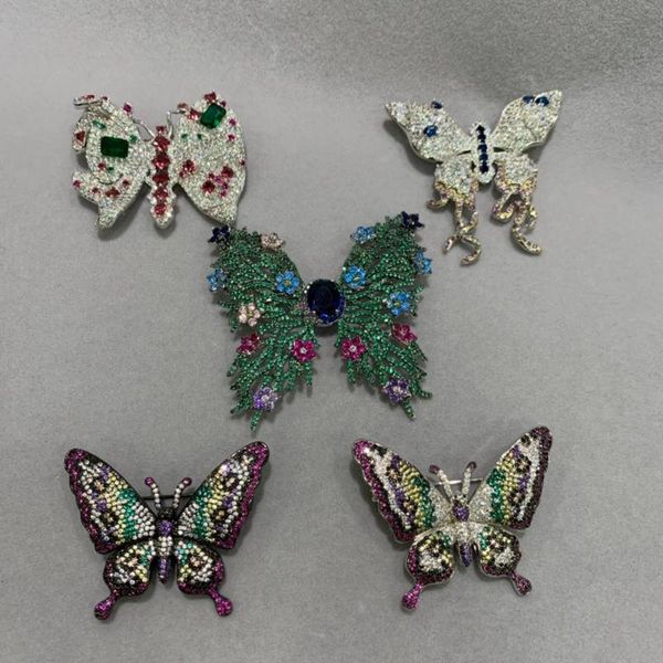 

pins, brooches butterfly brooch pins copper with cubic zircon multi color romantic cute fashion women jewelry insect, Gray