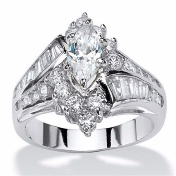 

couple rings for women creative hollow set ring cubic zirconia round stone wedding bridal jewelry drop cluster, Golden;silver