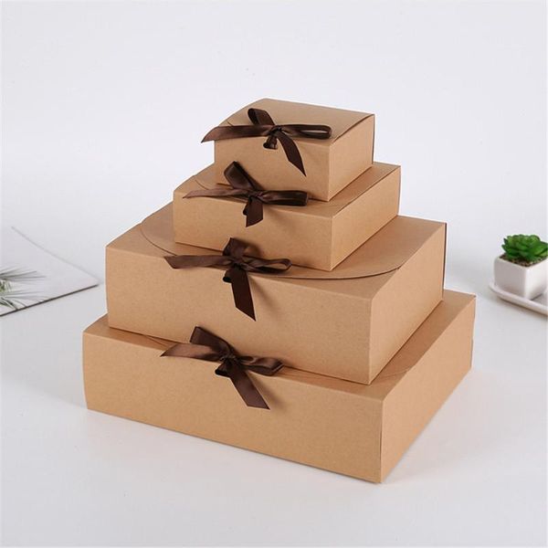 

gift wrap 10pcs square kraft paper box cardboard packaging valentine's day wedding easter party with ribbons candy storage