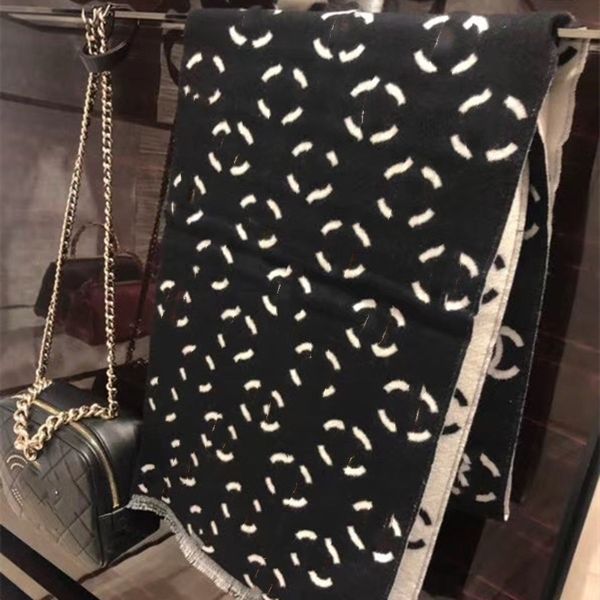 

small fragrance cashmere warm in autumn winter thickened scarf classic black and white printing versatile tassel shawl, Blue;gray
