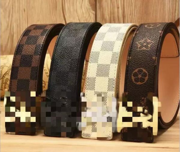 

2021 fashion big buckle genuine leather belt with box designer men women mens belts, Black;brown