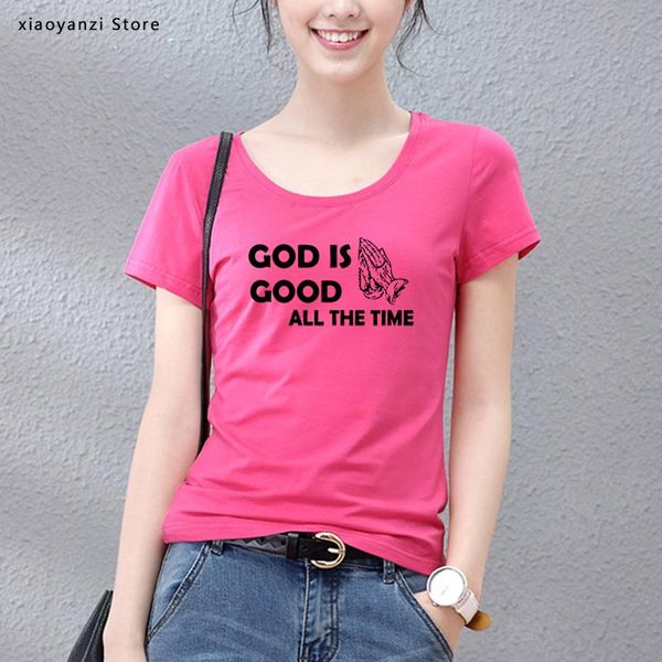 

women's t-shirt 2021 fashion god is good all the time print female cotton women tshirts summer casual harajuku t shirt femme top, White
