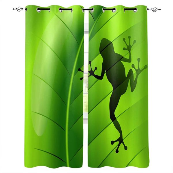 

curtain & drapes animal frog green leaf plant curtains for living room blind kitchen window home decorations bedroom