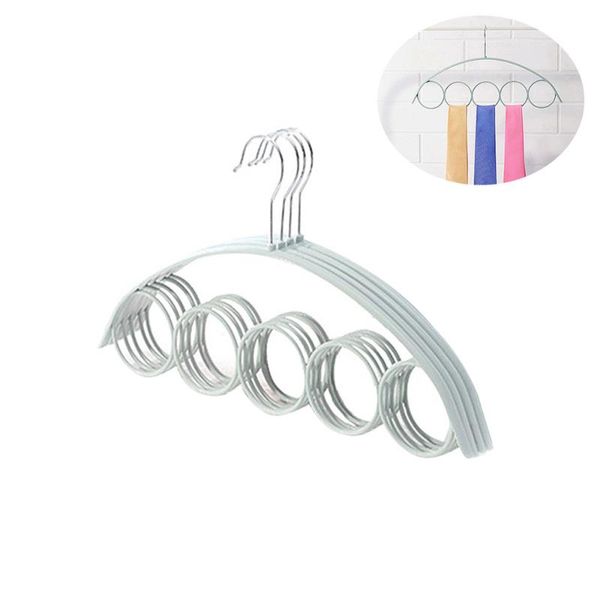 

4pcs 5 rings belt rack non-slip hanger scarf tie holder space-saving closet organizer (blue) hangers & racks